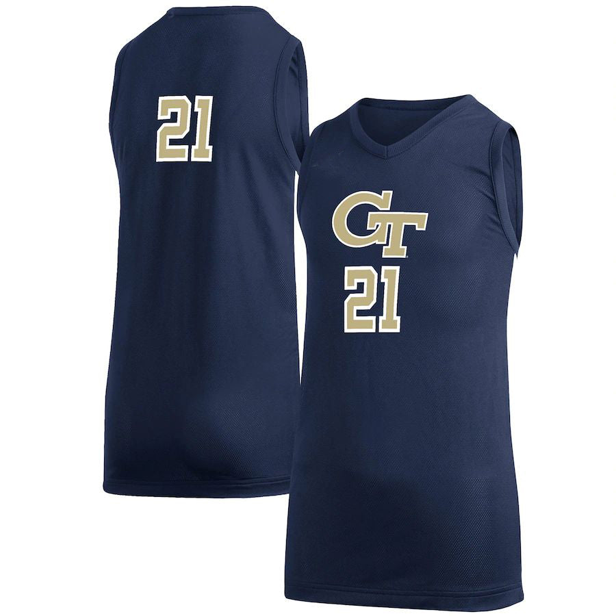 #21 GATech Yellow Jackets Game Jersey  Basketball Jersey Navy Stitched American College Jerseys
