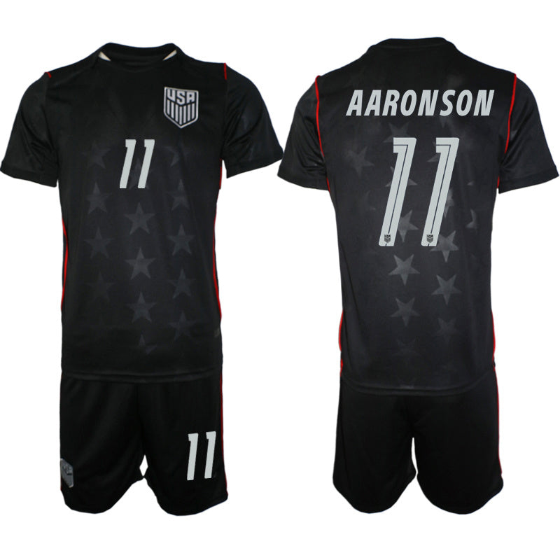 America #11 Aaronson Black Soccer Jersey