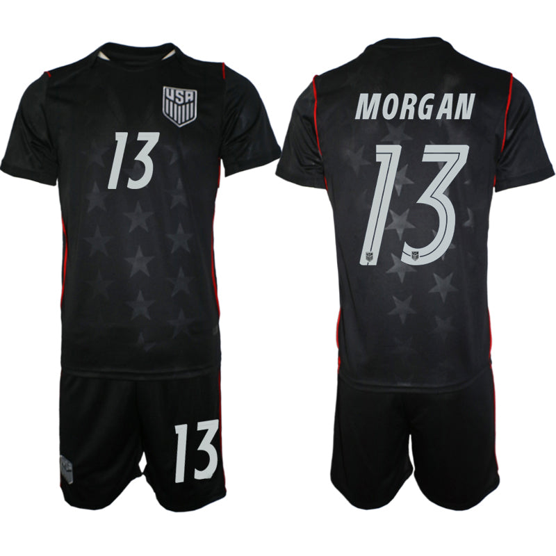 America #13 Morgan Black Soccer Jersey