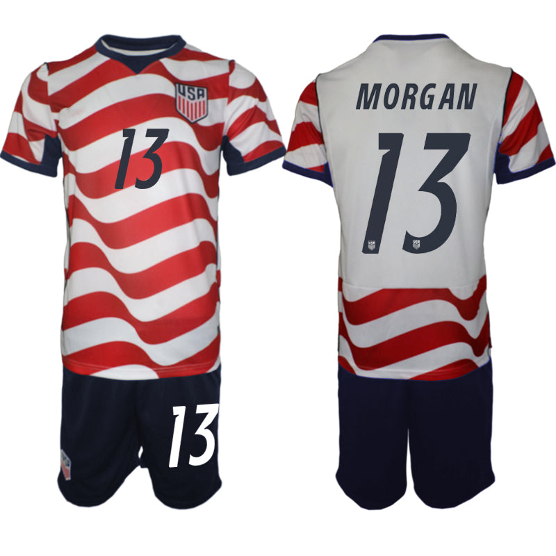 America #13 Morgan Red-White Soccer Jersey