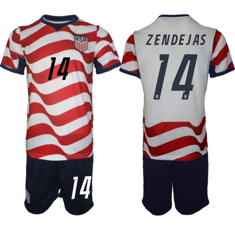 America #14 Zendejas Red-White Soccer Jersey