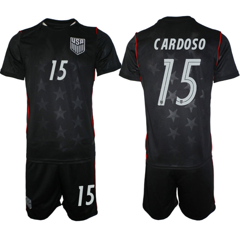 America #15 Cardoso Black Soccer Jersey