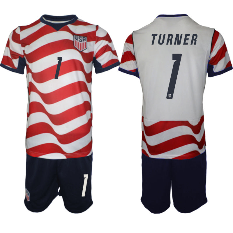 America #1 Turner Red-White Soccer Jersey