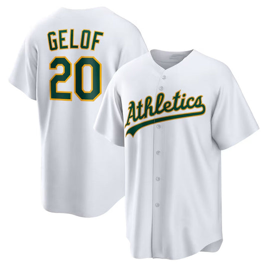 Oakland Athletics #20 Zack Gelof Home Replica Jersey - White Stitched Baseball Jersey