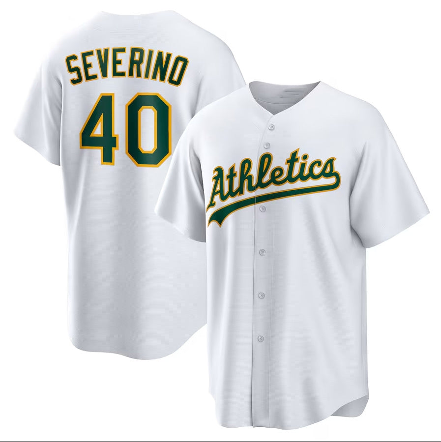 Oakland Athletics #40 Luis Severino Home Replica Jersey - White Stitched Baseball Jersey