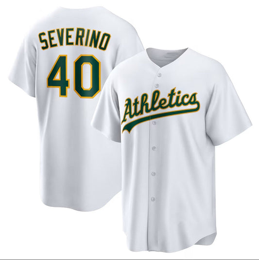 Oakland Athletics #40 Luis Severino Home Replica Jersey - White Stitched Baseball Jersey