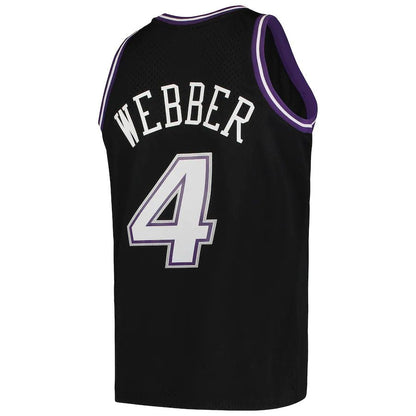 S.Kings #4 Chris Webber Mitchell & Ness Big & Tall 2000-01 Hardwood Classics Swingman Jersey Black Stitched American Basketball Jersey