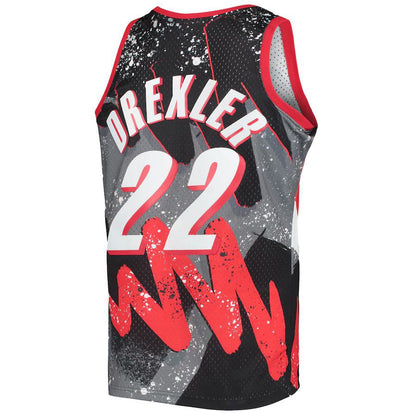 P.Trail Blazers #22 Clyde Drexler Mitchell & Ness Hardwood Classics 1991-92 Hyper Hoops Swingman Jersey Black Stitched American Basketball Jersey