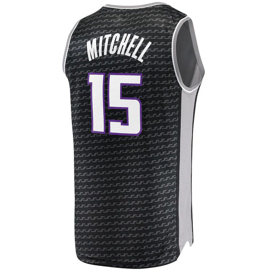 S.Kings #15 Davion Mitchell  Fanatics Branded  Fast Break Replica Jersey Statement Edition Black Stitched American Basketball Jersey