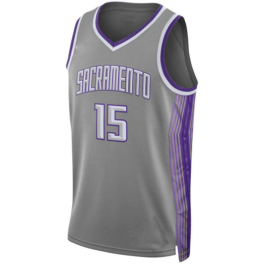 S.Kings #15 Davion Mitchell Unisex  Swingman Jersey  City Edition  Anthracite Stitched American Basketball Jersey