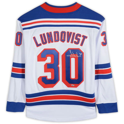 NY.Rangers #30 Henrik Lundqvist Fanatics Authentic Autographed  Breakaway Jersey White Stitched American Hockey Jerseys