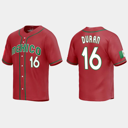#16 JARREN DURAN MEXICO BASEBALL 2023 WORLD BASEBALL CLASSIC REPLICA JERSEY ¨C RED Stitches Baseball Jerseys