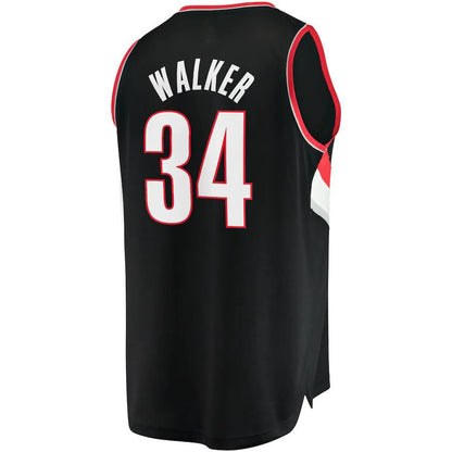 P.Trail Blazers #34 Jabari Walker Fanatics Branded 2021-22 Fast Break Replica Jersey Icon Edition Black Stitched American Basketball Jersey