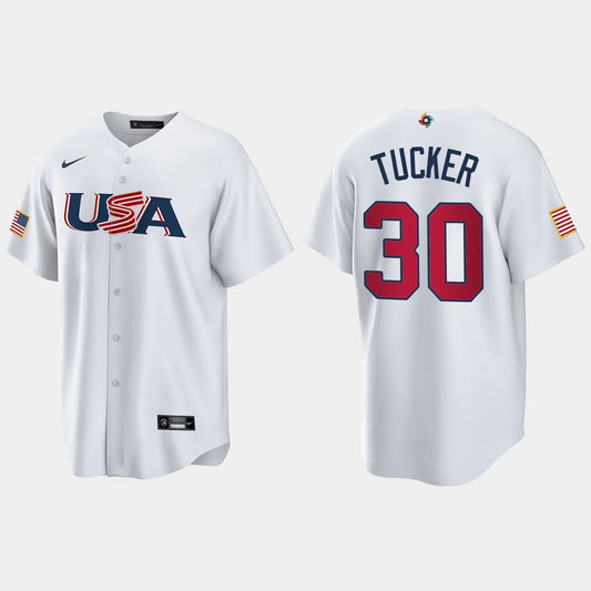 #30 KYLE TUCKER HOUSTON ASTROS 2023 WORLD BASEBALL CLASSIC USA REPLICA JERSEY ?¡ìC WHITE Stitches Baseball Jerseys