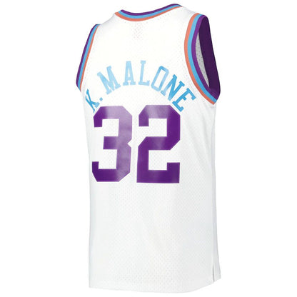 U.Jazz #32 Karl Malone Mitchell & Ness 1991-92 Hardwood Classics Reload 3.0 Swingman Jersey White Stitched American Basketball Jersey