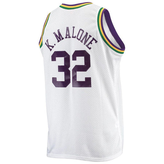 U.Jazz #32 Karl Malone Mitchell & Ness Big & Tall Hardwood Classics Swingman Jersey White Stitched American Basketball Jersey
