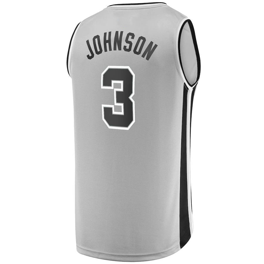 S.Antonio Spurs #3 Keldon Johnson Fanatics Branded  Fast Break Replica Jersey Silver Statement Edition Stitched American Basketball Jersey