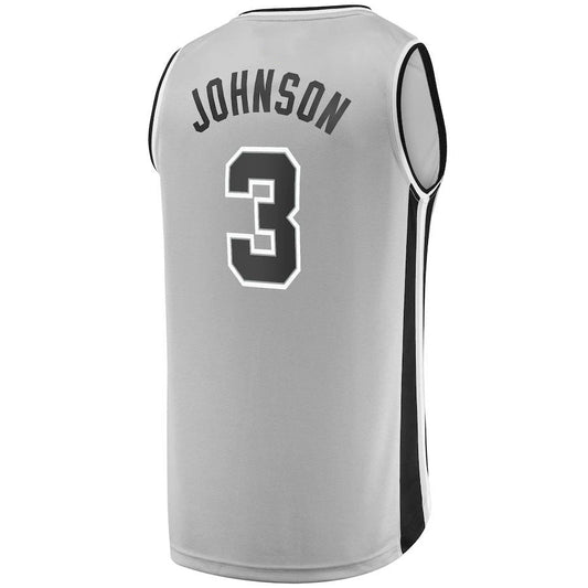 S.Antonio Spurs #3 Keldon Johnson Fanatics Branded  Fast Break Replica Jersey Silver Statement Edition Stitched American Basketball Jersey