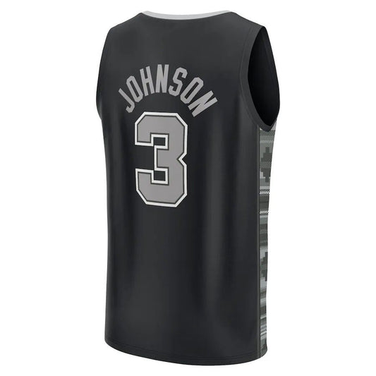 S.Antonio Spurs #3 Keldon Johnson Fanatics Branded  Fast Break Replica Player Jersey Statement Edition Black Stitched American Basketball Jersey