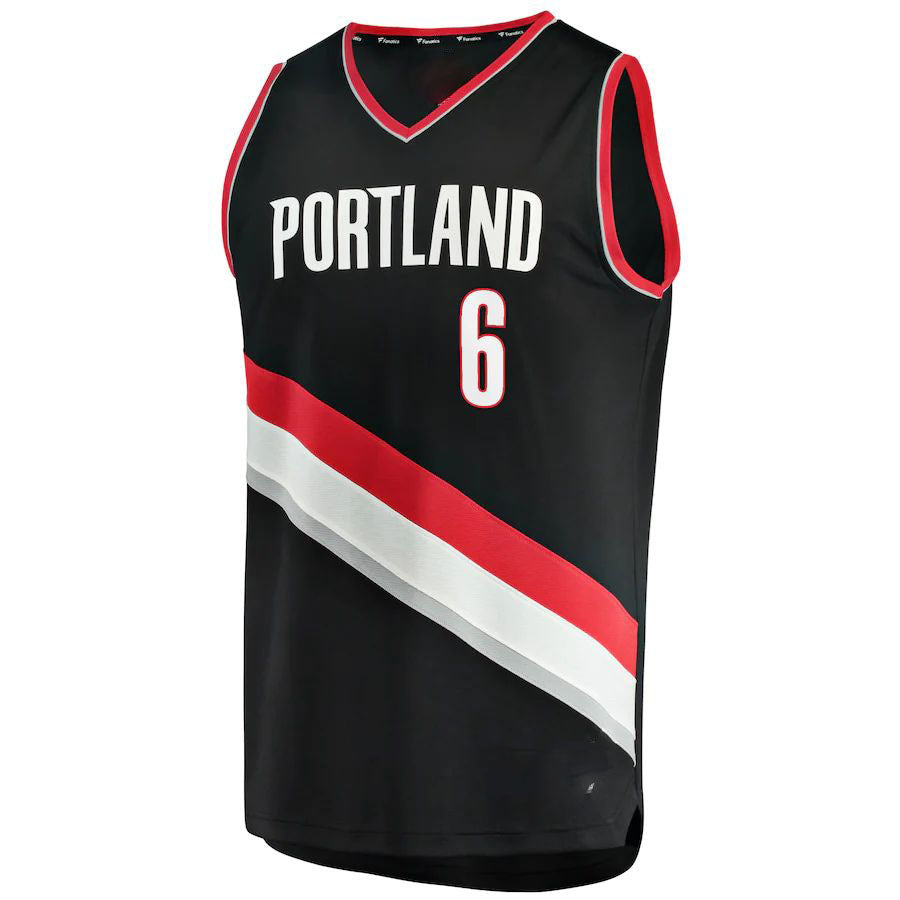 P.Trail Blazers #6 Keon Johnson Fanatics Branded  2021=-22 Fast Break Replica Jersey Icon Edition Black Stitched American Basketball Jersey