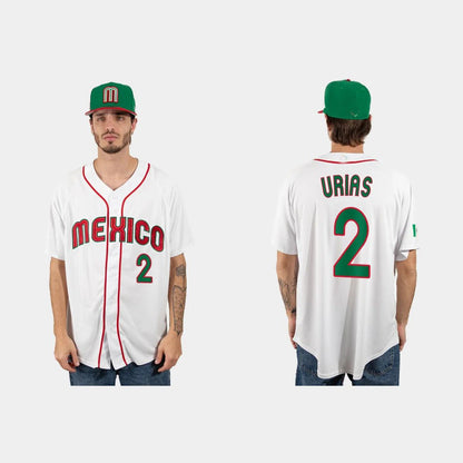 #2 LUIS URIAS MEXICO BASEBALL 2023 WORLD BASEBALL CLASSIC JERSEY ¨C WHITE Stitches Baseball Jerseys