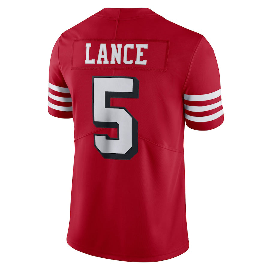 SF.49ers  #5 Trey Lance New Red Black Stitched American Football Jerseys 2022