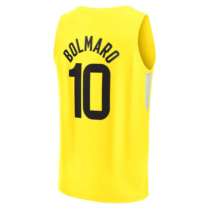 U.Jazz #10 Leandro Bolmaro Fanatics Branded Fast Break Replica Jersey Icon Edition Yellow Stitched American Basketball Jersey