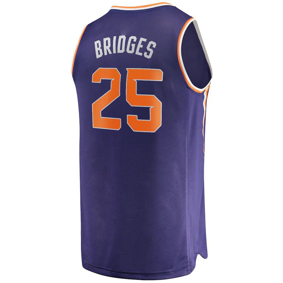 P.Suns #25 Mikal Bridges Fanatics Branded 2022-23 Fast Break Replica Jersey Icon Edition Purple Stitched American Basketball Jersey