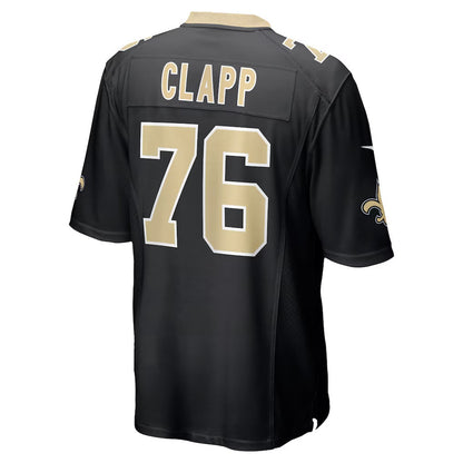 NO.Saints #76 Will Clapp Black Team Game Stitched American Football Jersey