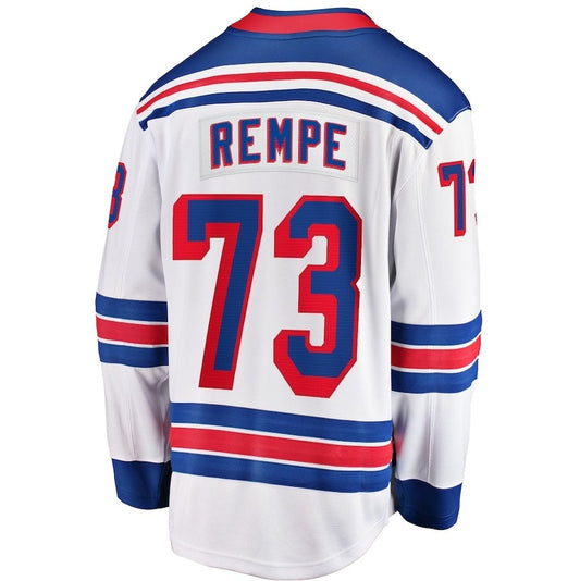 NY.Rangers #73 Matt Rempe Fanatics Away Premier Breakaway Player Jersey - White Stitched American Hockey Jerseys