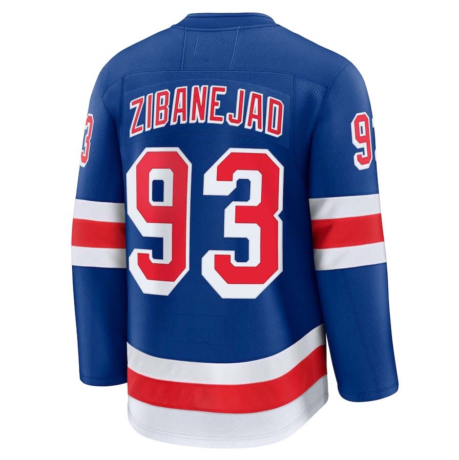 NY.Rangers #93 Mika Zibanejad Fanatics Home Premium Jersey - Blue Stitched American Hockey Jerseys