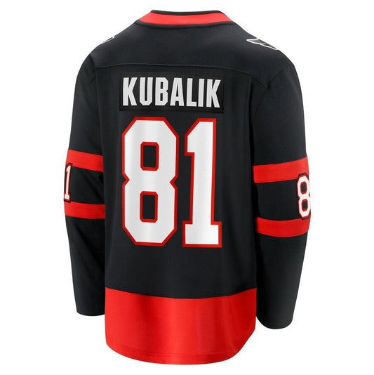 O.Senators #81 Dominik Kubalik Fanatics Home Breakaway Jersey - Black Stitched American Hockey Jerseys