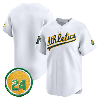 Oakland Athletics Blank White 2024 Home Limited With Rickey Henderson Patch Stitched Baseball Jersey