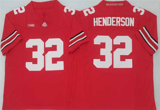 O.State Buckeyes #32 TreVeyon Henderson Red 2025 F.U.S.E. Limited Stitched American College Jerseys