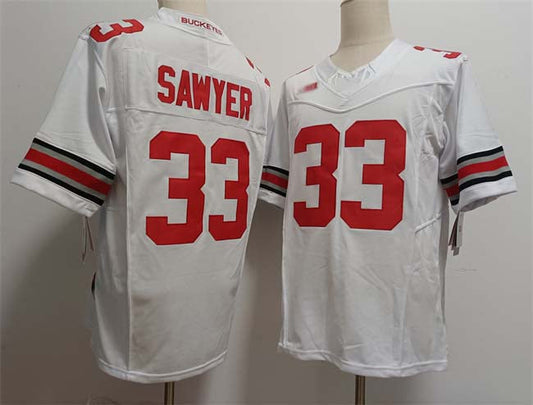 O.State Buckeyes #33 Jack Sawyer White 2025 F.U.S.E. Limited Stitched Football American College Jerseys