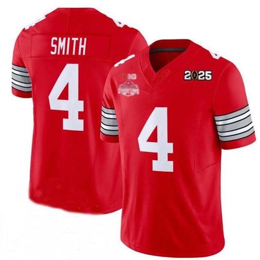 O.State Buckeyes #4 Jeremiah Smith Red 2025 CFP Final With National Champions Patch F.U.S.E. Vapor Limited Stitched Football American College Jerseys