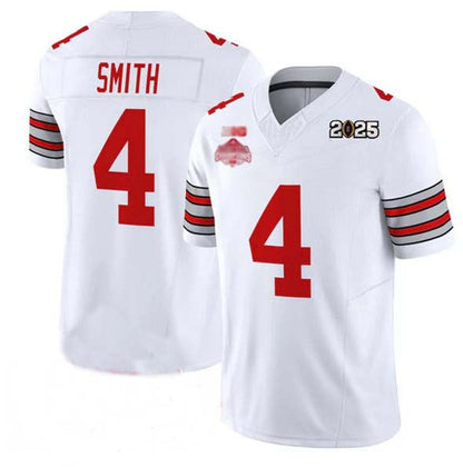 O.State Buckeyes #4 Jeremiah Smith White 2025 CFP Final With National Champions Patch F.U.S.E. Vapor Limited Stitched Football American College Jerseys