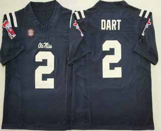 O.Miss Rebels #2 Jaxson Dart Navy Blue 2025 FUSE College Football American College Jerseys