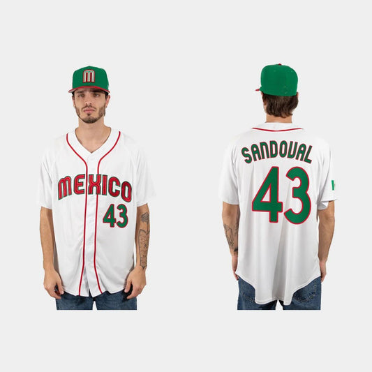 #43 PATRICK SANDOVAL MEXICO BASEBALL 2023 WORLD BASEBALL CLASSIC JERSEY ¨C WHITE Stitches Baseball Jerseys
