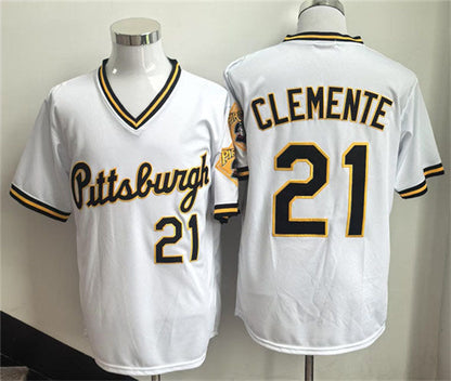 Pittsburgh Pirates #21 Roberto Clemente White Stitched Baseball Jersey