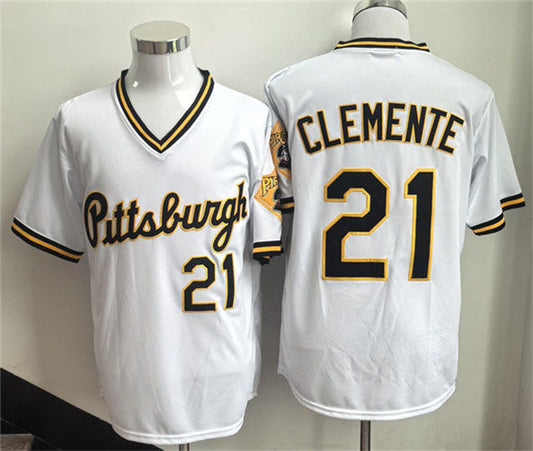 Pittsburgh Pirates #21 Roberto Clemente White Stitched Baseball Jersey