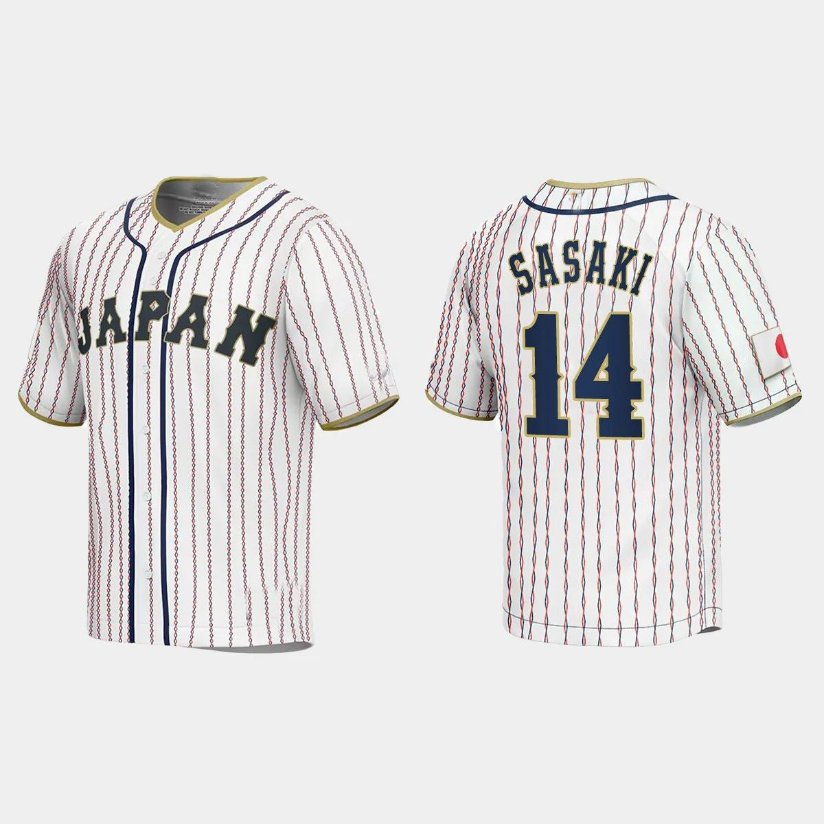 #14 ROKI SASAKI JAPAN BASEBALL 2023 WORLD BASEBALL CLASSIC JERSEY ¨C WHITE Stitches Baseball Jerseys