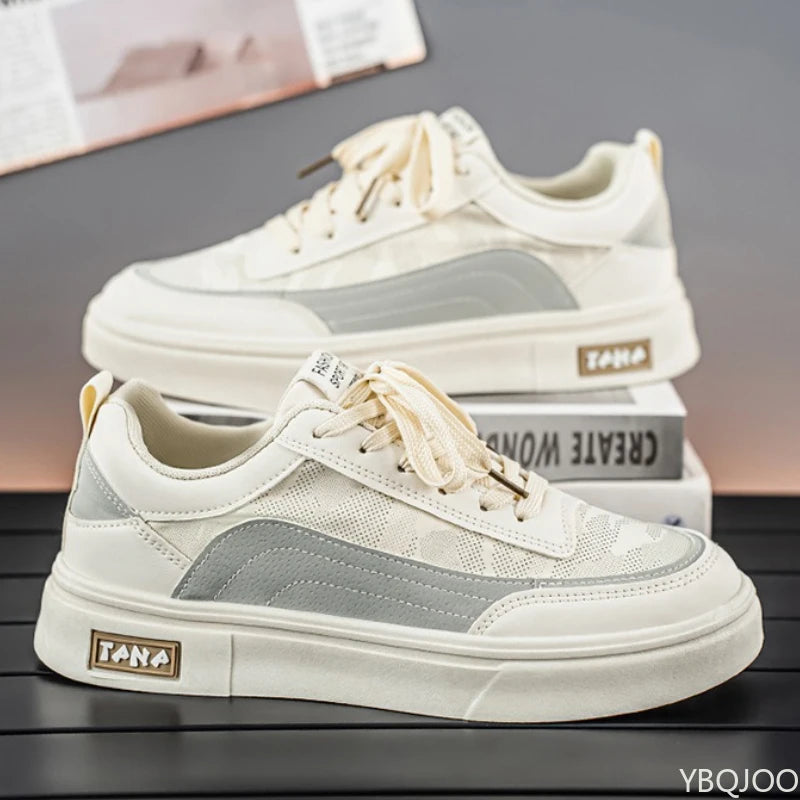 Summer Men's New Breathable Canvas Shoes Trendy Versatile Thick Bottom Sports Leisure Simple and Comfortable Board Shoes