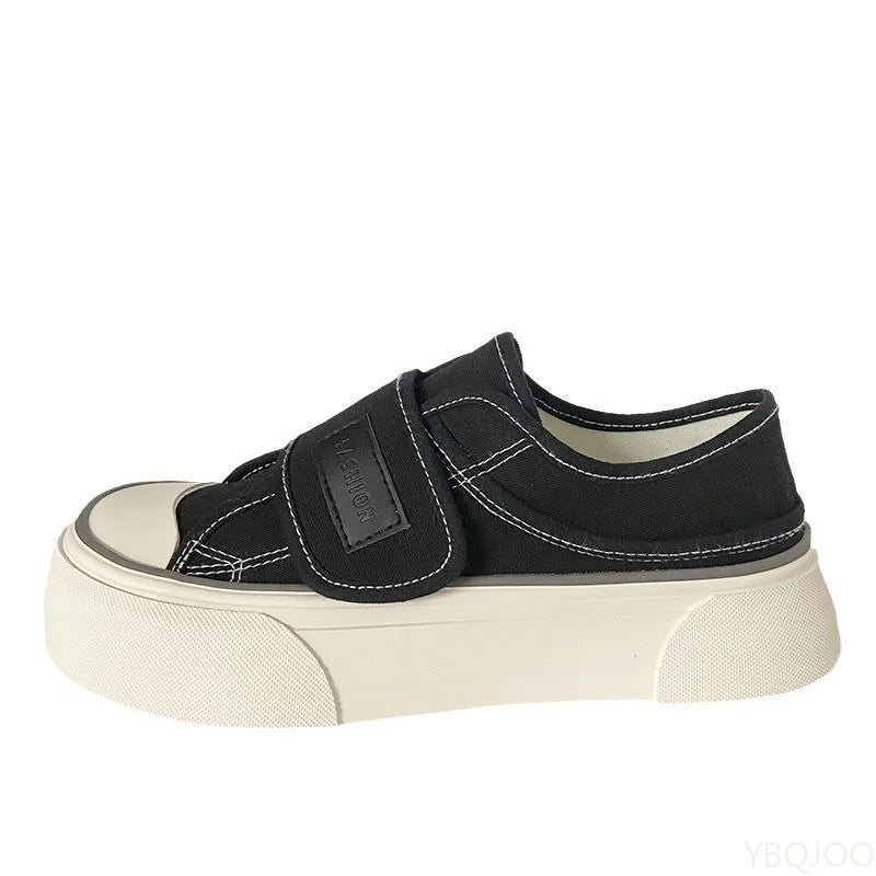 Canvas shoes for women's spring summer new styles niche mango toe thick sole simple comfortable versatile women's shoes