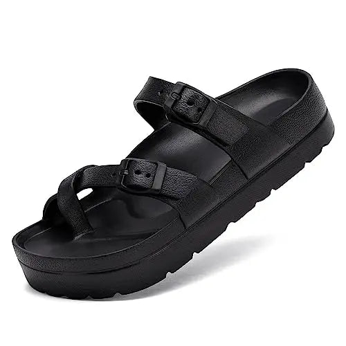 CRACOMIN New Women's Platform Sandals With Arch Support Soft EVA Orthopedic Sandals Summer House Slippers With Adjustable Buckle