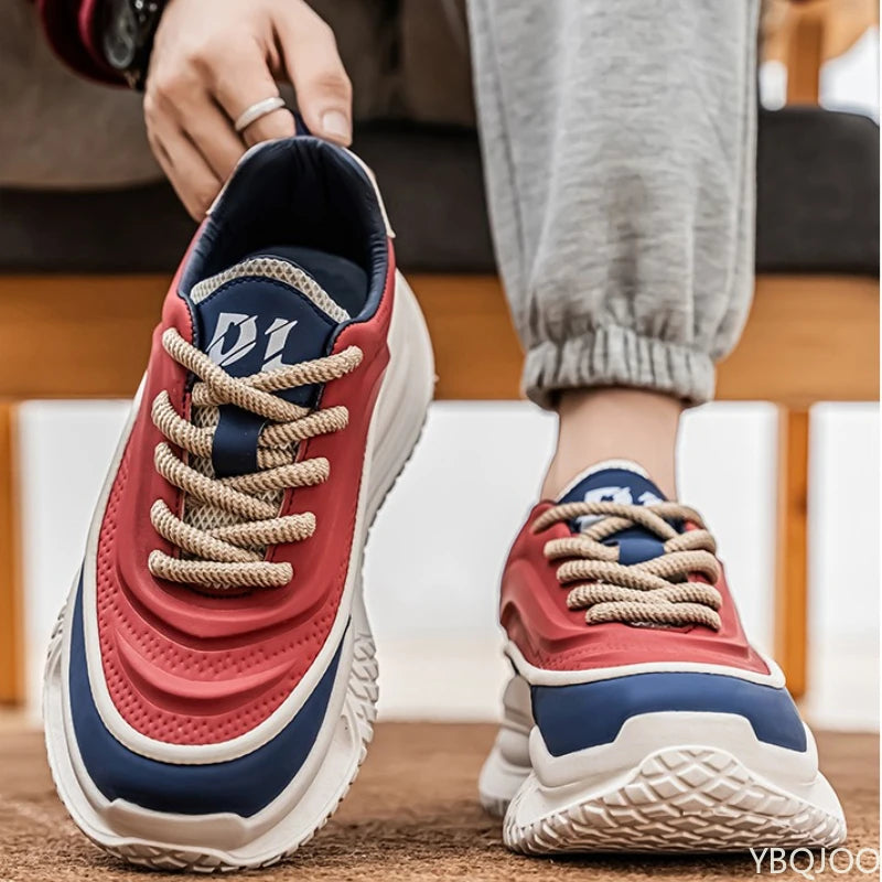Spring Autumn new thick soled shoes are lightweight comfortable trendy casual sporty fashionable wear-resistant men's shoes