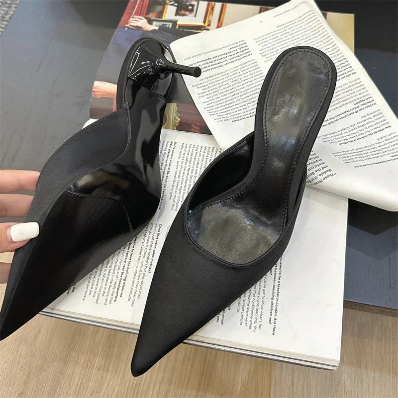 Eilyken New Fashion Pointed Toe Women Slippers Concise Thin Low Heels Casual Dress Pumps Summer Slide Mules Shoes