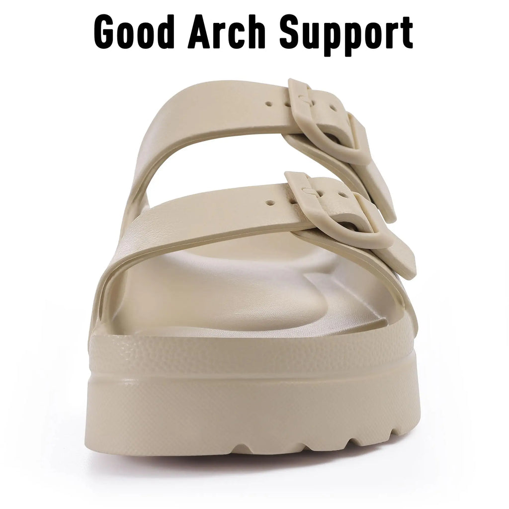 CRACOMIN New Women's Platform Sandals With Arch Support Soft EVA Orthopedic Sandals Summer House Slippers With Adjustable Buckle