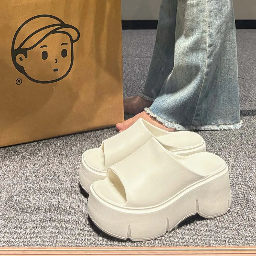 Thick Sole Sandals for Women Home Platform Slippers EVA Non Slip Beach Sandals Summer Lady Slides Soft Sole Wedge Heel Slipper