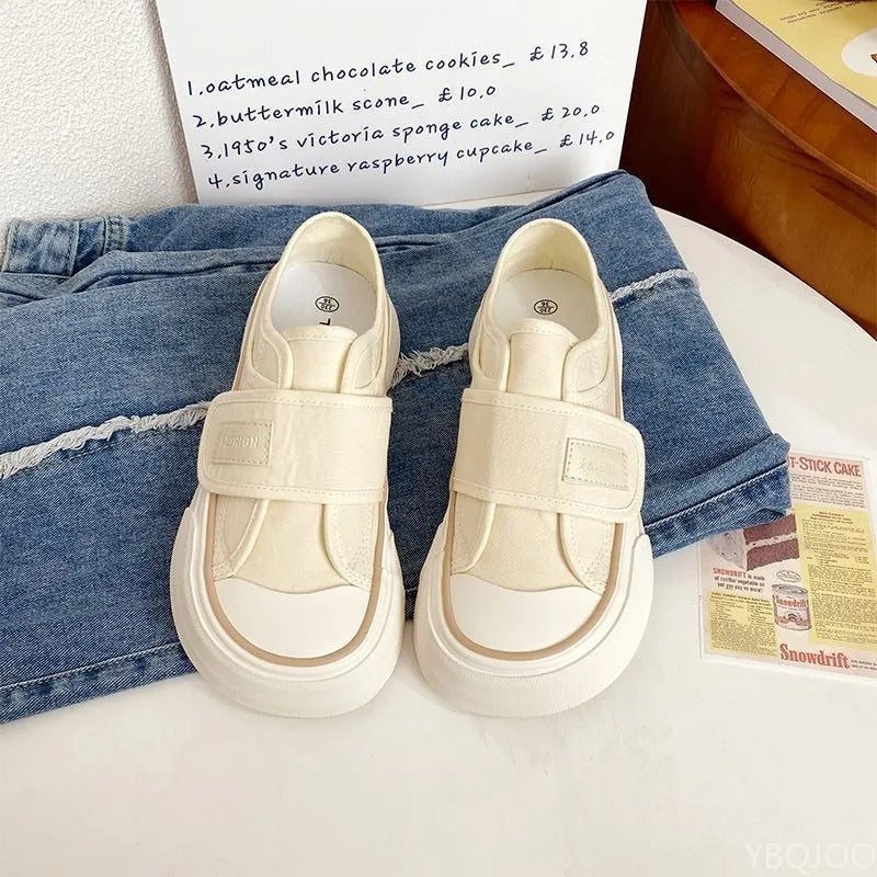 Canvas shoes for women's spring summer new styles niche mango toe thick sole simple comfortable versatile women's shoes